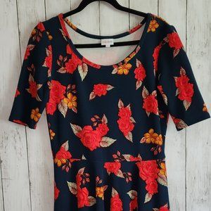 LuLaRoe Navy Blue Floral Nicole XXL